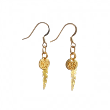Oorbellen feather lotus goud
