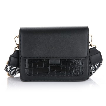 Schoudertas croco zwart